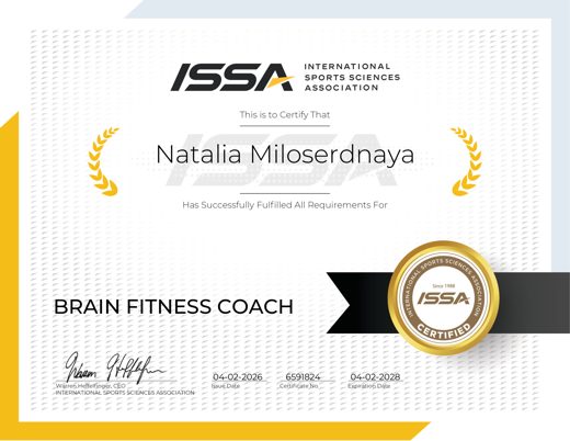Brain Fitness Coach certification, International Sports Sciences Association
